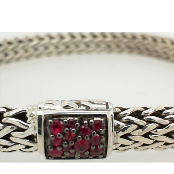 John Hardy Sterling Silver Black Sapphire/ African Ruby Bracelet - Picture 2 of 9